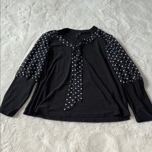 Zero 2 Eight Polka Dot Black Women's Long Sleeve Blouse Size XL
